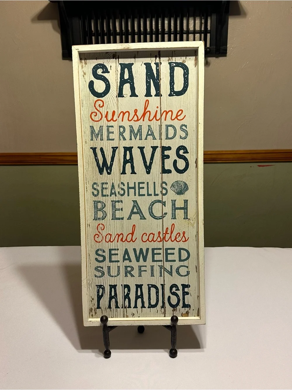 Beach/Coastal Word Art Sign in Blue and Coral